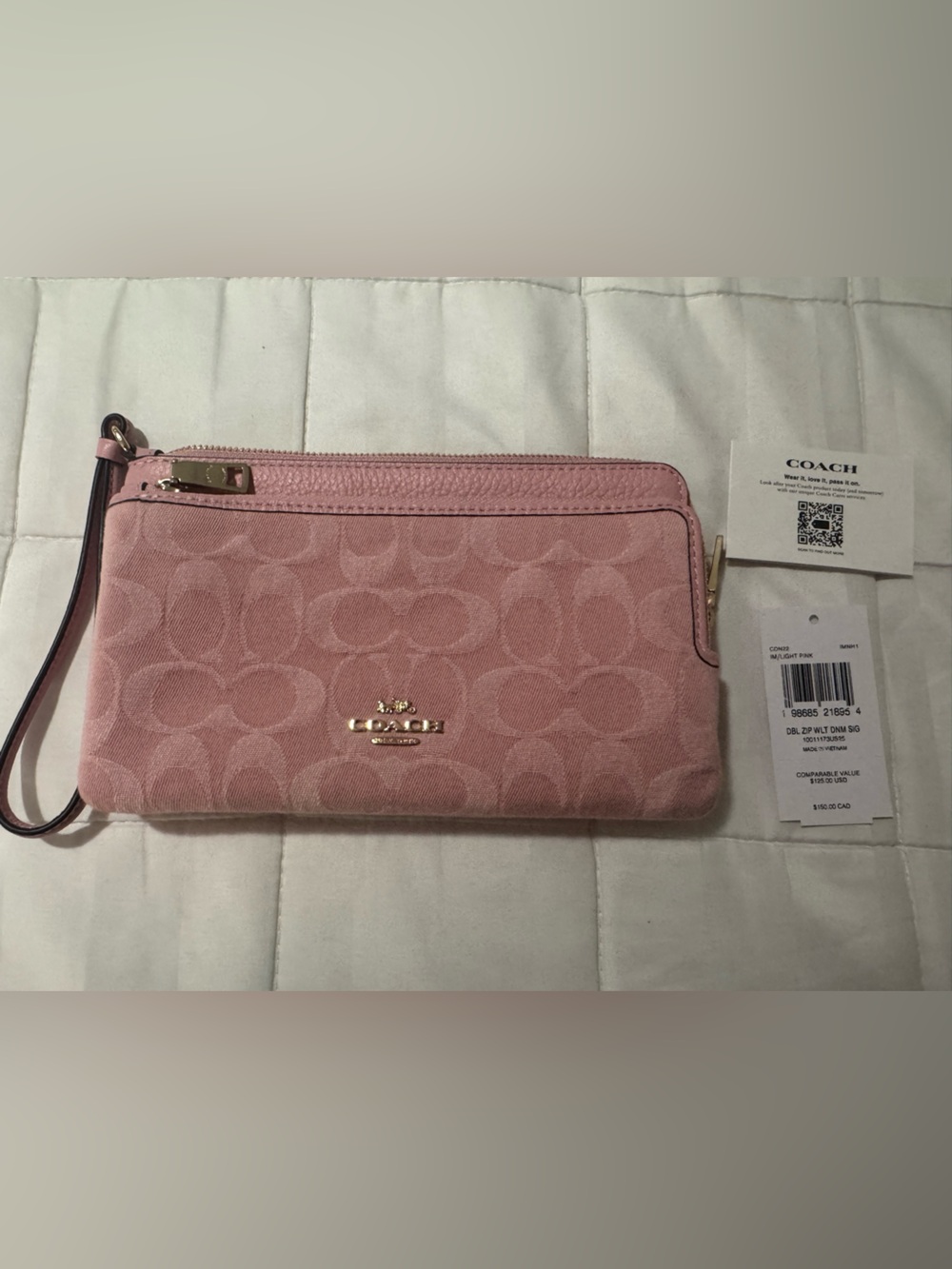 Coach Pink Powder Double Zip Wallet
